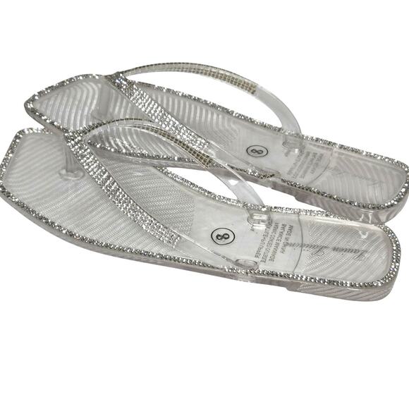 Lauren Lorraine Tampa Jelly Flip Flop in Clear Size 8 Rhinestone Glitter - Picture 2 of 3
